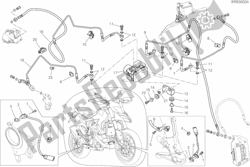 All parts for the Antilock Braking System (abs) of the Ducati Hypermotard 939 2016